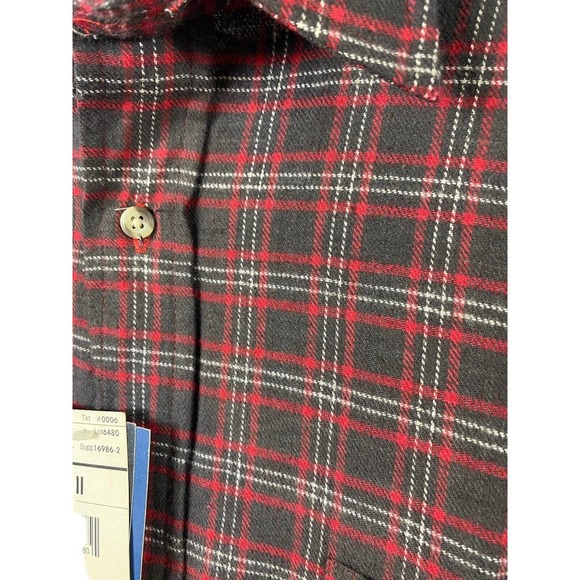 Towncraft Large Tall Flannel Shirt Mens NEW Dark Brown Red Plaid Tartan LT - Picture 2 of 9